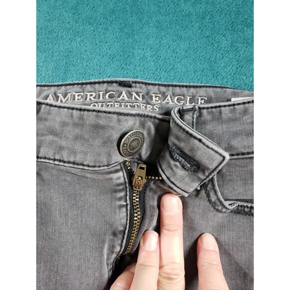American Eagle Jeans Size 00 Womens Gray Stretch Denim Pants High Rise Jegging - Picture 6 of 14